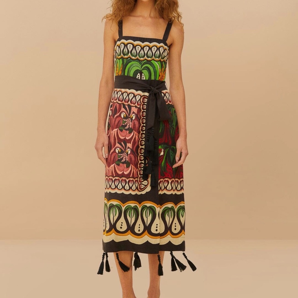 NEW NWT Farm Rio Off-White Coconut Tree Flow Dress size M - Picture 3 of 11